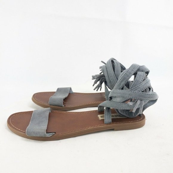 Steve Madden Womens Shoes 8 Gladiator Sandals Strappy Ankle Strap Wrap Tie Flat - Picture 5 of 9